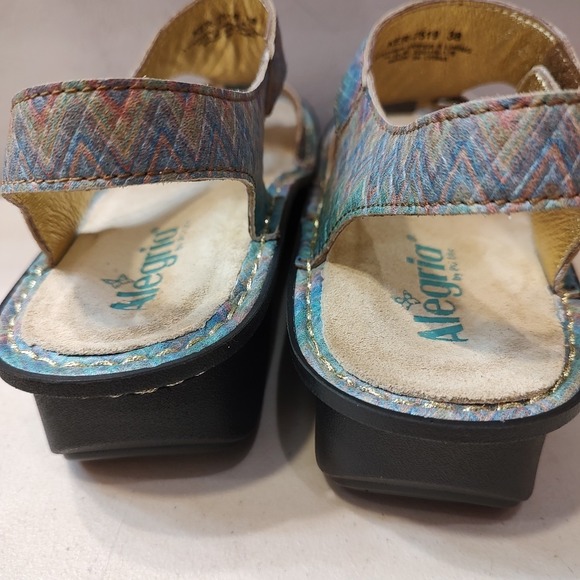 Alegria‎ Kerri Wedge Sandals Womens 38 US 7.5 8 Multicolor Chevron Comfort Blues - Picture 6 of 12